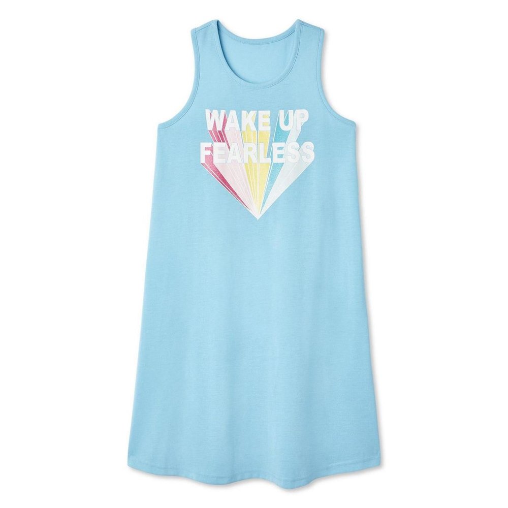 Turquoise Tank Nightgown "Wake Up Fearless" Print